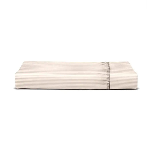 ths zen stripes queen fitted cotton bed sheet beige