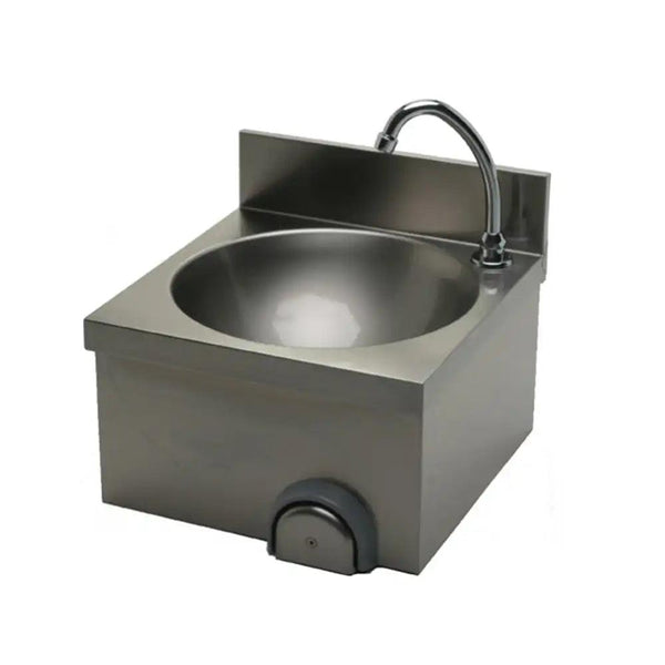 Inox Piave IP0074 Knee Operated Hand Wash Basin With 10 cm Backsplash, 40 x 40 x 23 cm - HorecaStore