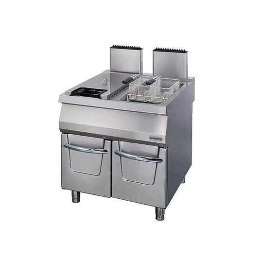 Empero Double Gas Fryer With Cupboard 24 L + 24 L, L 80 x W 90 x H 85 cm, Thermostatic Control, Stainless Steel Finish - HorecaStore