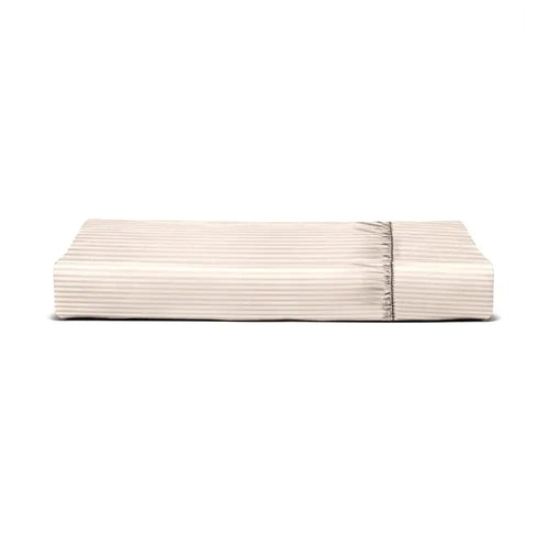 THS Zen Stripes Super King Fitted Cotton Bed Sheet Beige