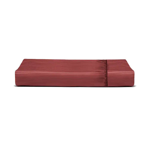 THS Zen Stripes Extra Super King Fitted Cotton Bed Sheet Burgundy