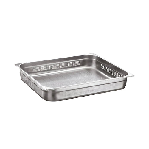 THS Stainless Steel Perforated GN 2/1 Pan, Height 6.5cm