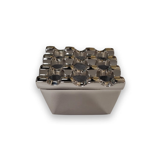 THS Pure Brass Square Ashtray with Nickel Finish - 9 Holes