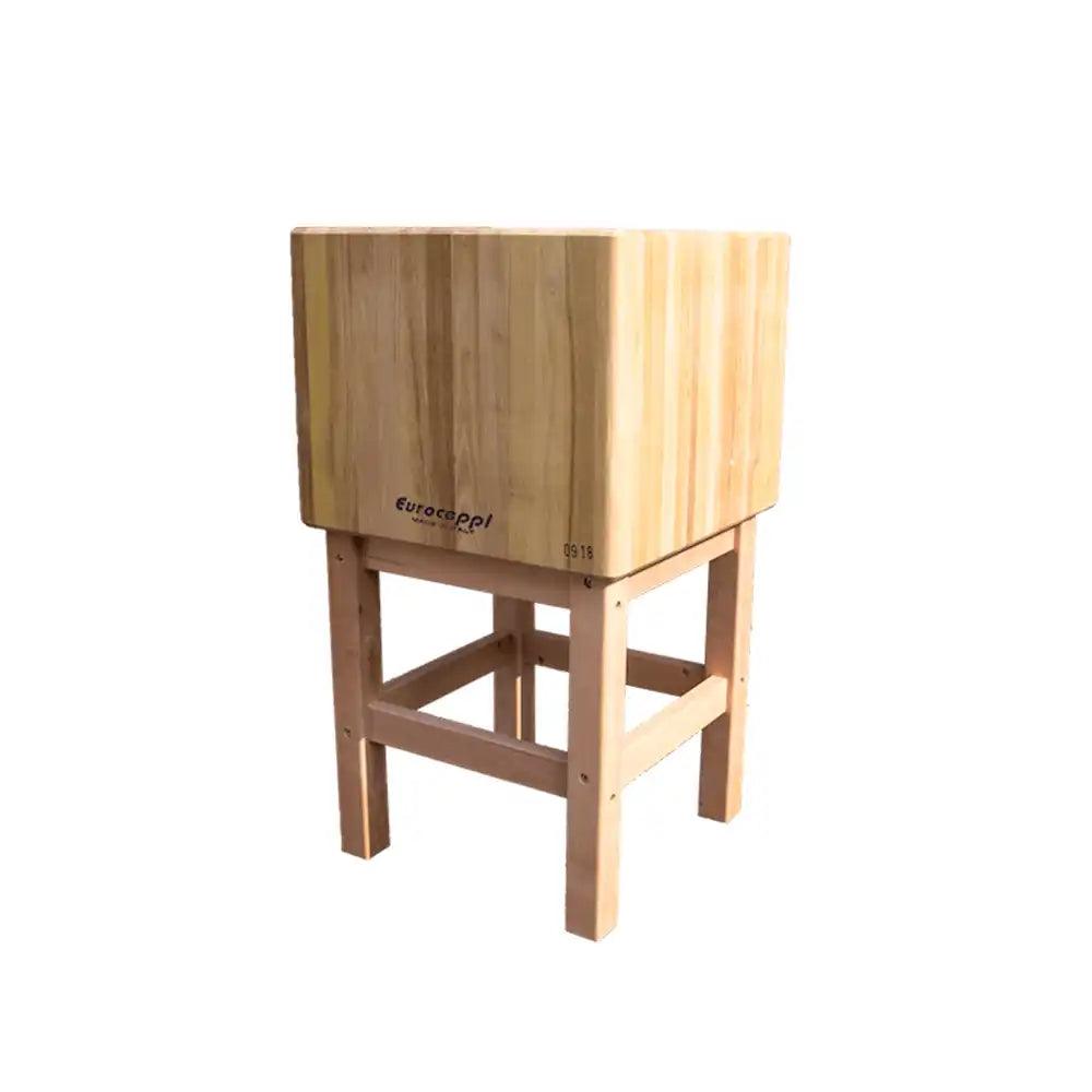 Euroceppi CSL505020 Wood Chopping Block With Wooden Stank, 50 x 50 x 20 cm - HorecaStore