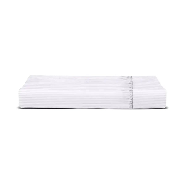 ths zen stripes single fitted cotton bed sheet ivory