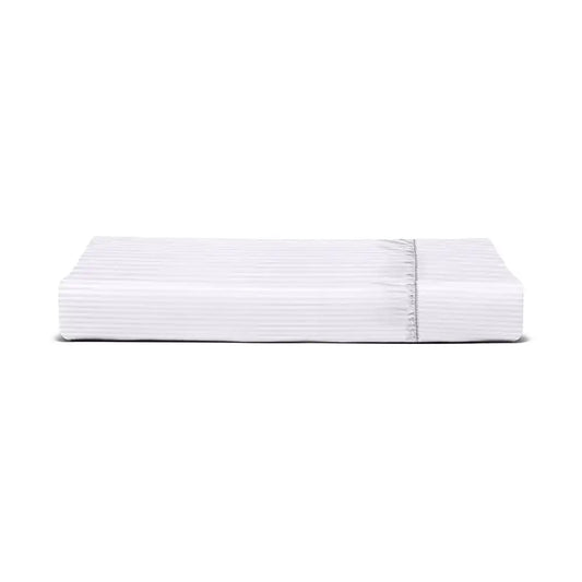 ths zen stripes single fitted cotton bed sheet ivory