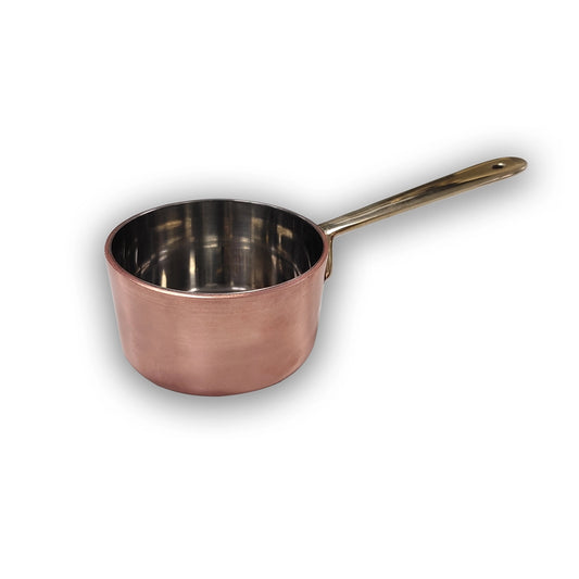 THS Pure Copper Sauce pan with SS 18/10 inside , With Pure Brass Handle 6.4x6.4x3.5cm