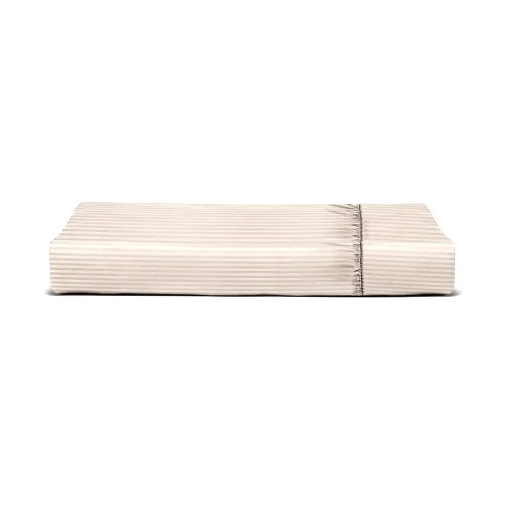 ths zen stripes double fitted cotton bed sheet beige