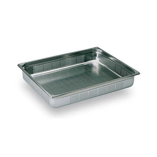 Viraj Stainless Steel Perforated GN 2/1 Pan, Height 10cm