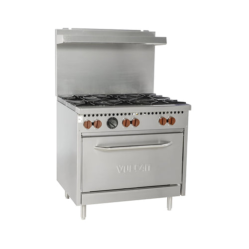 Vulcan Stainless Steel Gas Range with 6 Open Burners, 68 x 66 x 35 cm