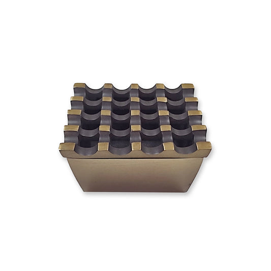 THS Aluminium Square Ashtray with Brass Antique Finish - 9 Holes