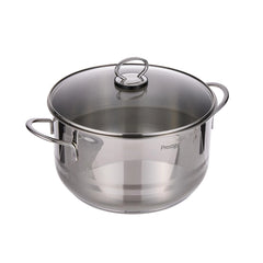 Prestige Stainless Steel 26 cm Induction Compatible 7.3L Casserole With Glass Lid, Silver