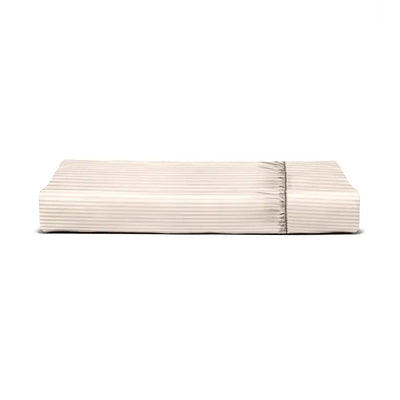 ths zen stripes single xl fitted cotton bed sheet beige