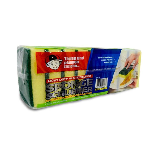 THS Heavy Duty Sponge With Scouring Pads, yellow,24 pcs