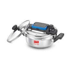 Prestige Stainless Steel Svachh Flip On Mini Pressure Cooker with Glass Lid, Silver