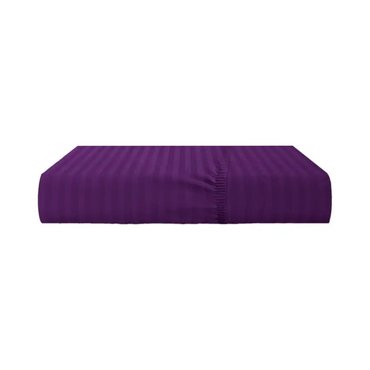 ths eternal stripes double fitted cotton bed sheet purple