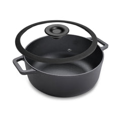 Prestige Cast Iron 20cm Induction Compatable Casserole With Glass Lid, Black