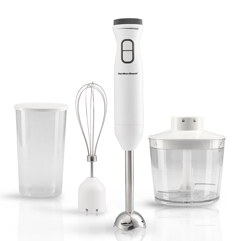 hamilton beach turbo boost hand blender with chopper whisker and beaker 600 w