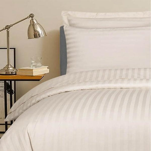 Satin 250 Thread Count Hotel Linen Duvet Cover King Polycotton Sateen, 120 GSM, 270 x 250 cm, Color White