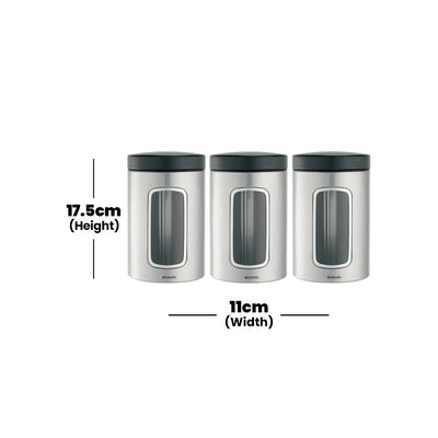 brabantia-smudge-proof-matt-steel-window-canister-set-1-4l-3piece-with-matt-black-lid