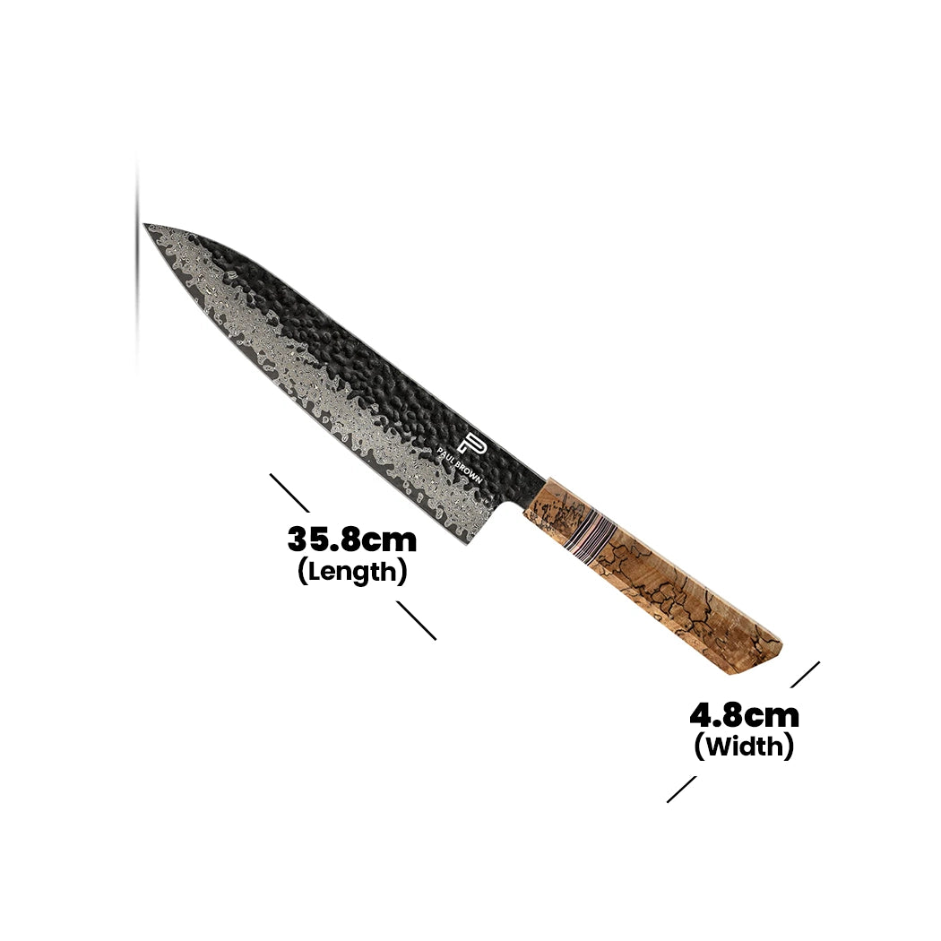 Paul Brown VG10 Steel Chef Knife With G-10 Wooden Handle, Blade Length 20 cm