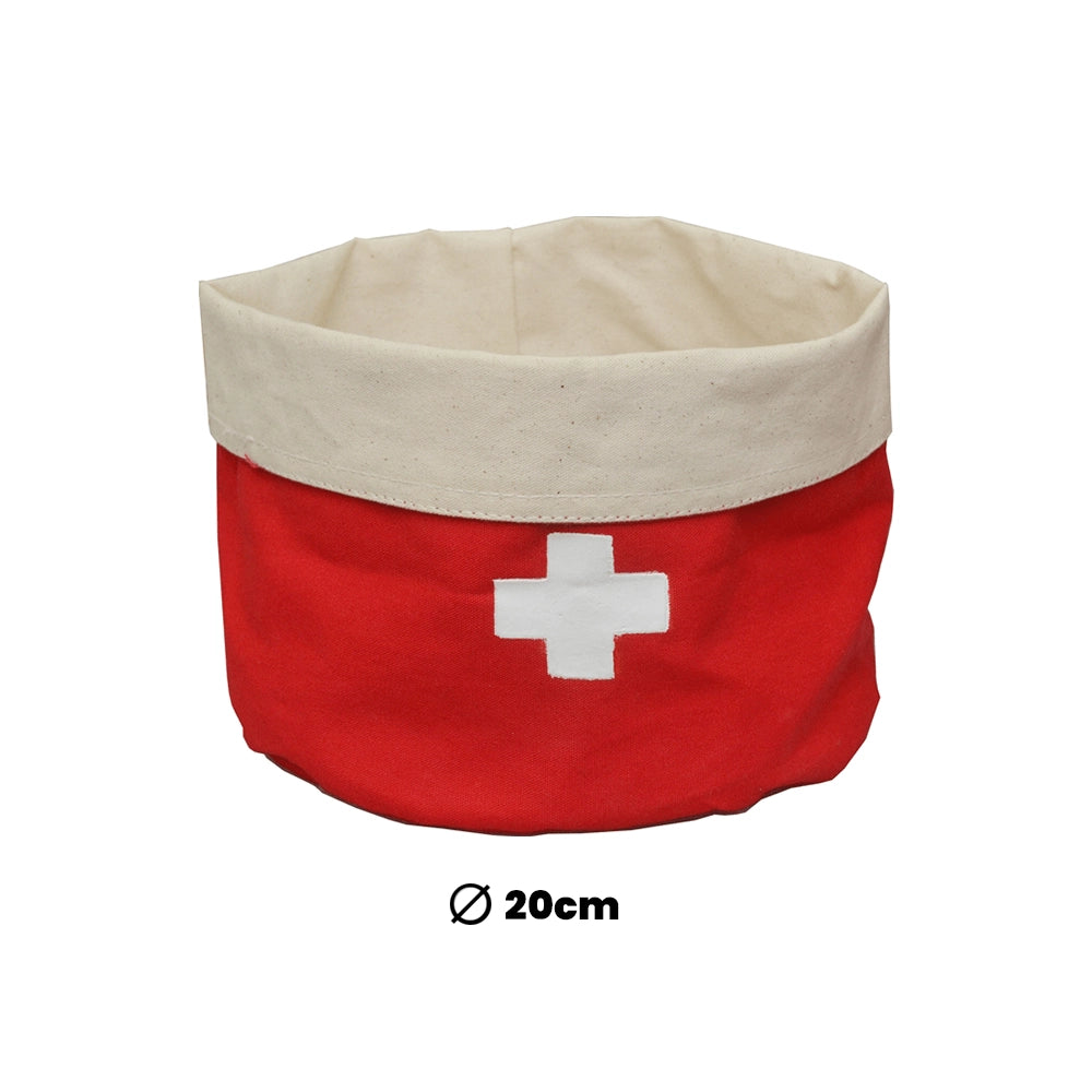 THS Round Bread Basket Red/Off White 20cm