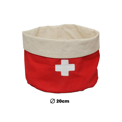 THS Round Bread Basket Red/Off White 20cm