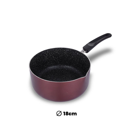 ARK Premium Marble Coated Non Stick Induction Aluminium Sauce Pan, 18 Cm