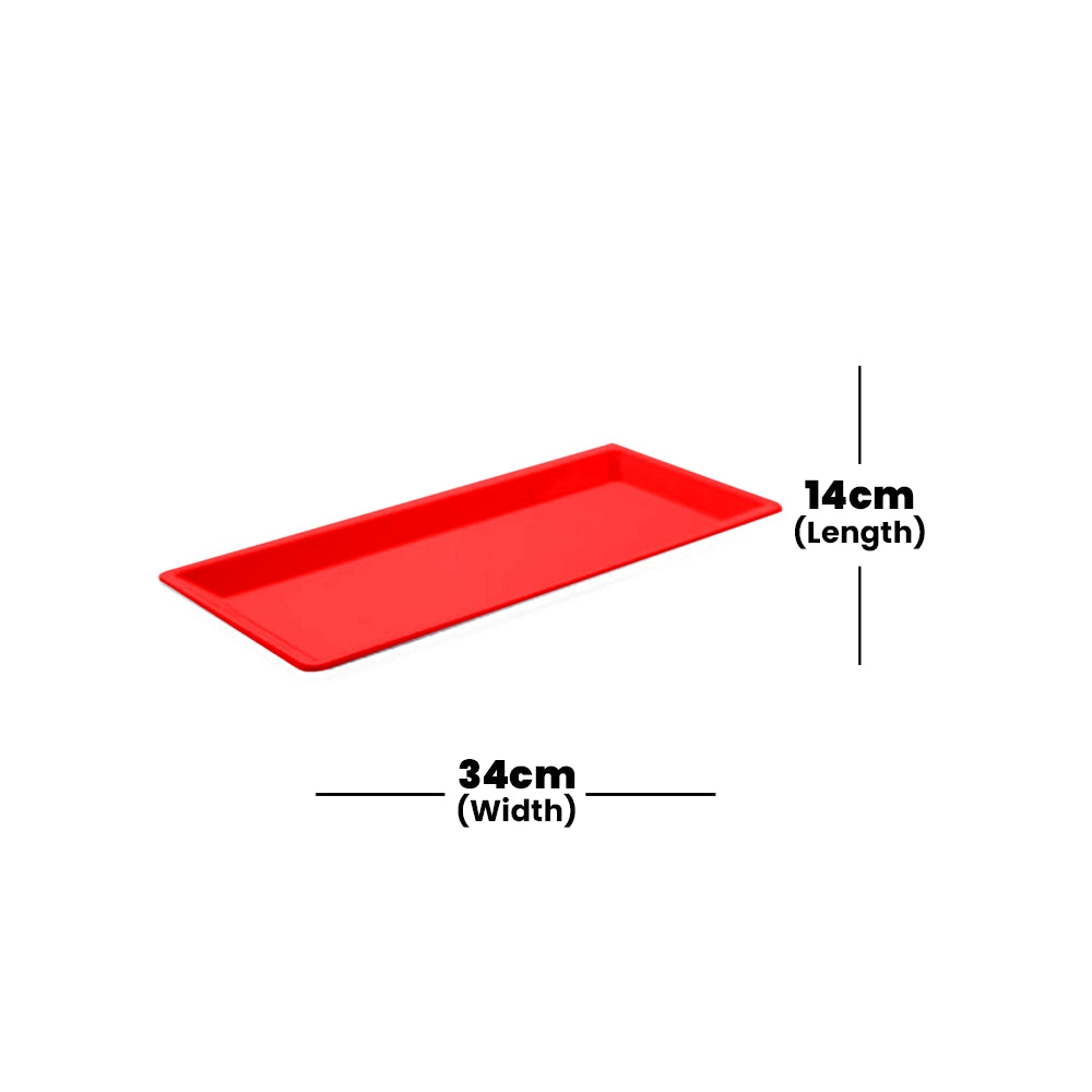 Tribeca Polycarbonate Red Rectengular Plate 14 X 34 Cm, BOX QUANTITY 24 PCS