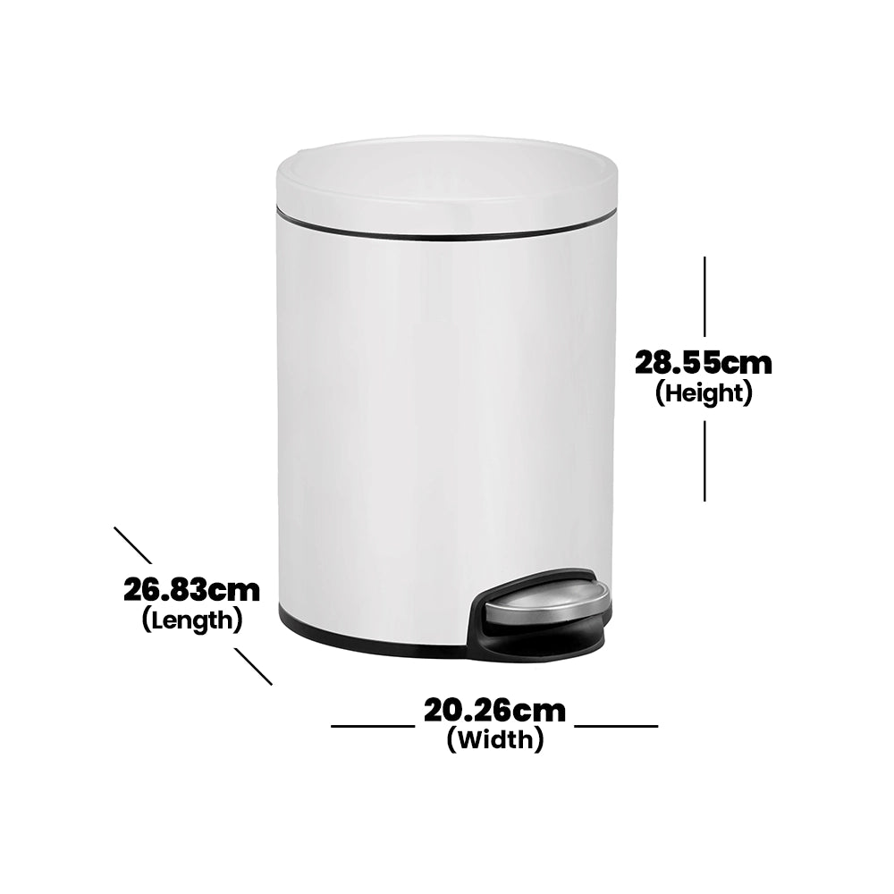 bagnodesign-matt-white-stainless-steel-hotel-pedal-bin-capacity-5-litre