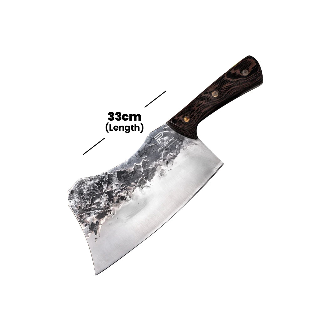 Paul Brown 4Cr13Mov Steel Meat And Vegetable Cleaver With Wooden Handle, Blade Length 19 cm