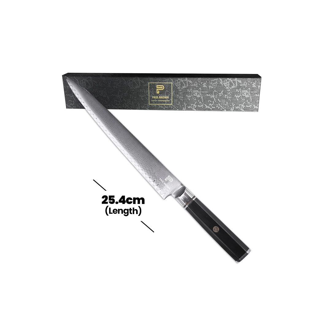 Paul Brown Knight Series VG10 Sushi Sashimi Knife With Octagon Wooden Handle, Blade Length 25 cm