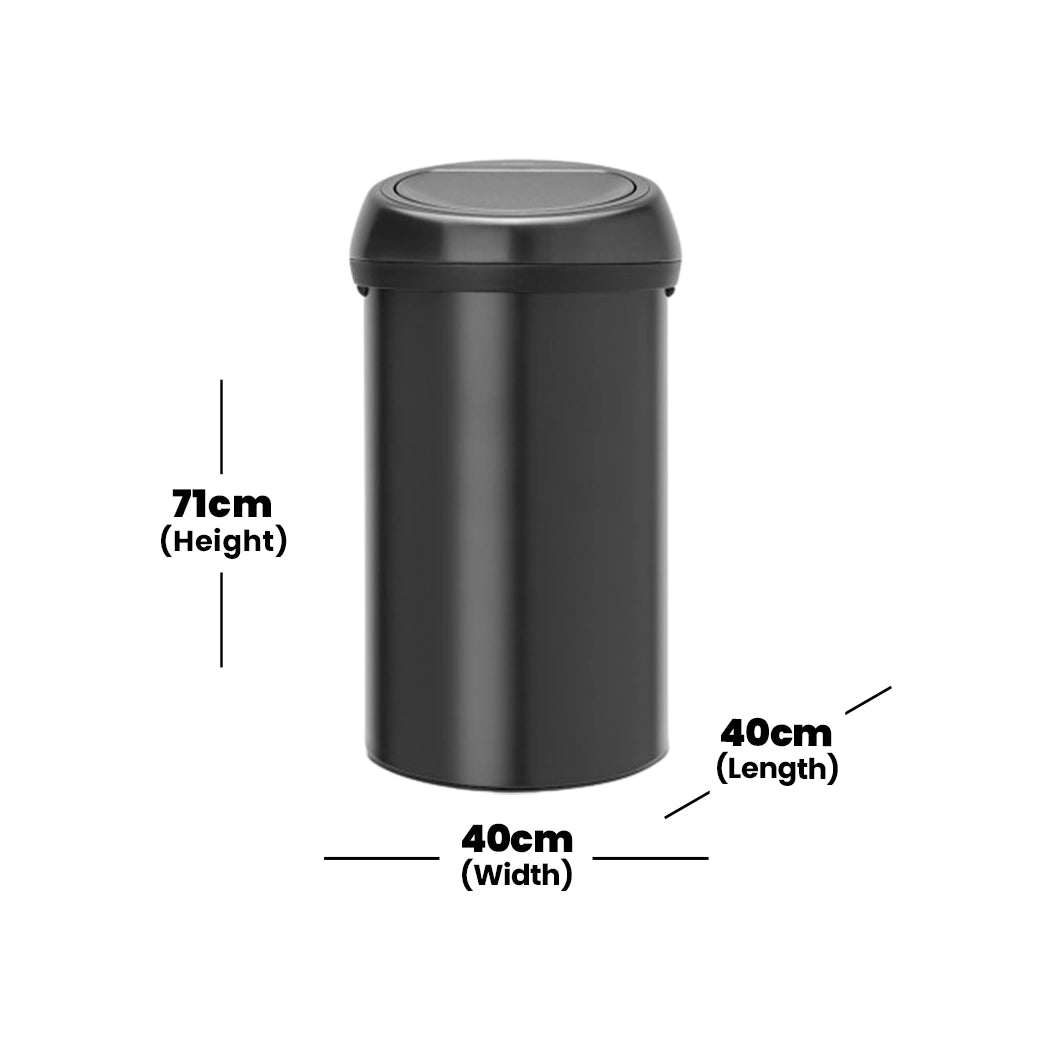 brabantia-matt-black-stainless-steel-touch-bin-60l