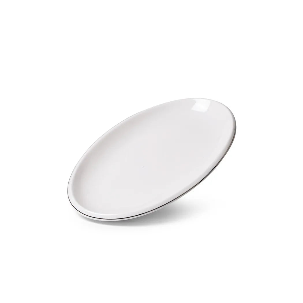 Aleksa Series Porcelain Oval Plate in White Color, 35 x 21 cm