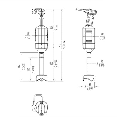 Sammic MB-21 Hand Mixer & Blender Combo Mixing Capacity 12 Liter Motor Speed 15000 RPM