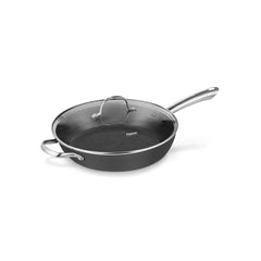 MELITA Series XylanPlus And Non-Stick Deep Frying Pan With Glass Lid in Black Color, 30 x 8 cm