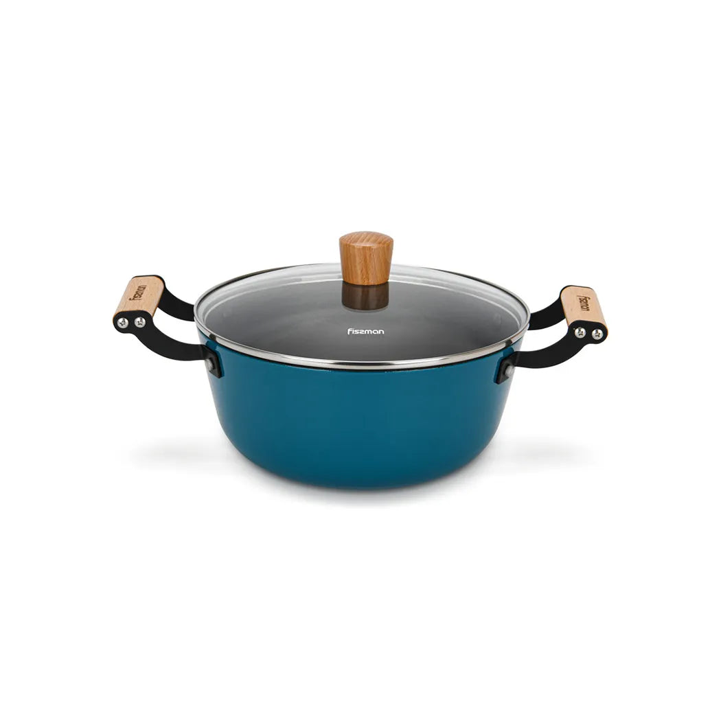 Seagreen Series Non-Stick Lightweight Cast Iron Stockpot with Glass Lid, 4ltr. Capacity, 24 x 11 cm