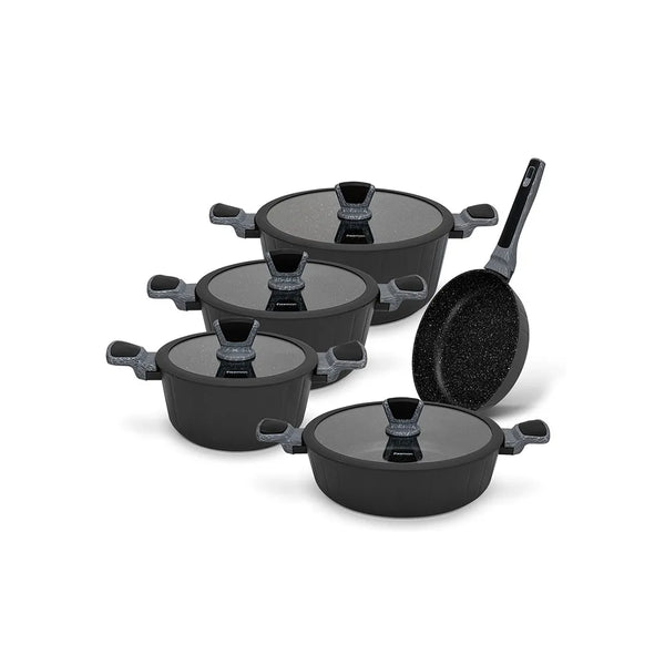 Stella Series 9-Piece Cookware Set Stockpot 20cm,24cm,28cm, Shallow Casserole 28cm, Frying Pan 24cm