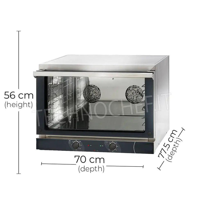 Tecnodom FEM03NEPSV Convection Oven 3 Trays Electric Manual, Loading Capacity 3 Levels, Electrical Power 3.15 kW, 77.5 x 70 x 56 cm - HorecaStore