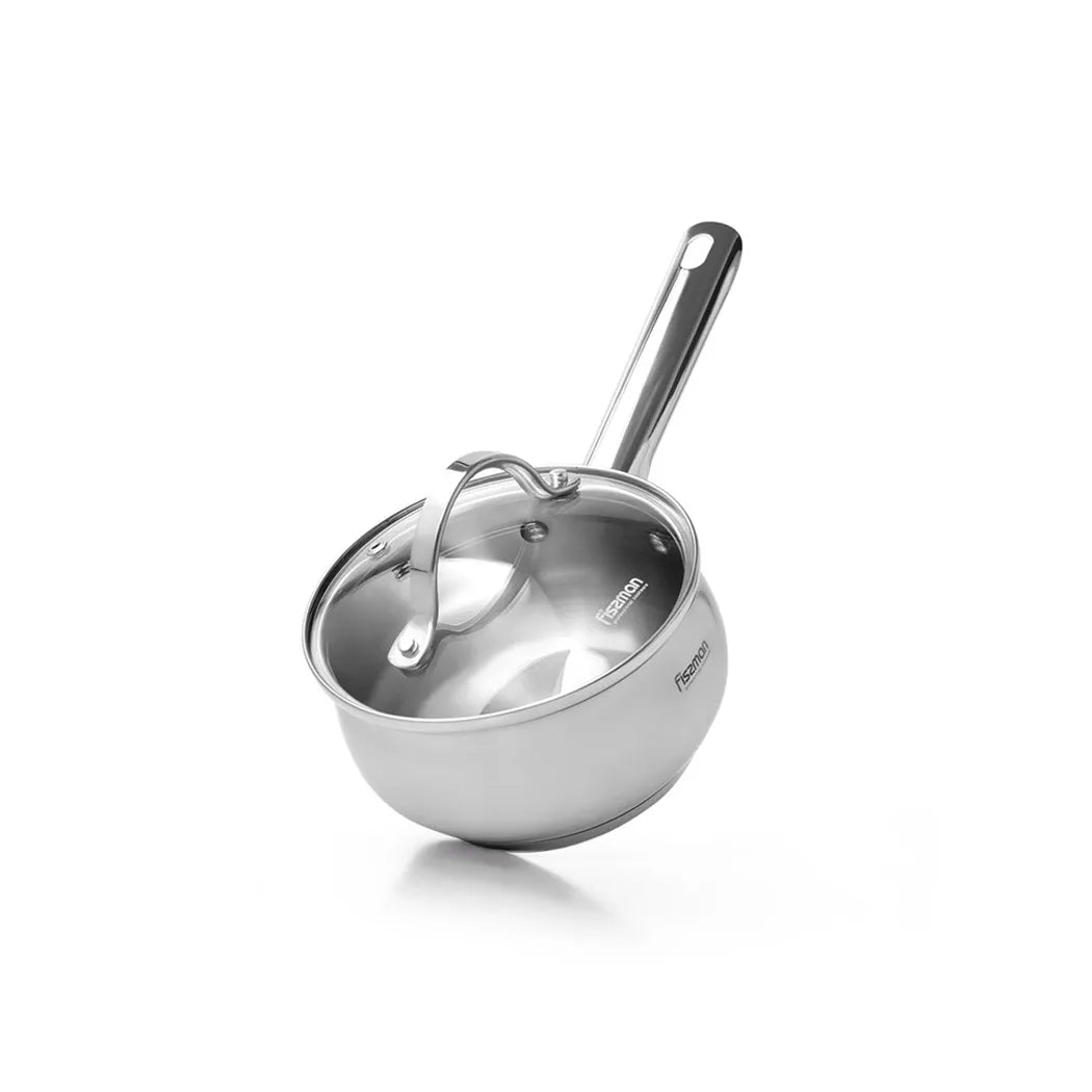 Martinez Series Stainless Steel Saucepan with Glass Lid in Silver Color, 1.1ltr. Capacity and 14 x 7 cm