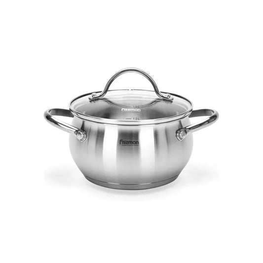 Martinez Series Stock Pot with Lid in Silver Color, 16 x 9 cm