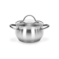 Martinez Series Stainless Steel Casserole with Glass Lid in Silver Color, 2.5 ltr. Capacity and 18 x 10 cm