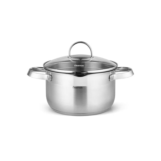 Callisto Stock Pot With Lid in Silver Color, 20 x 11.5 cm