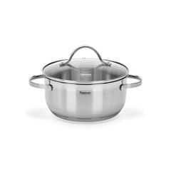 Luminosa Series Stainless Steel Stockpot with Glass Lid in Silver Color, 26 x 13.5 cm