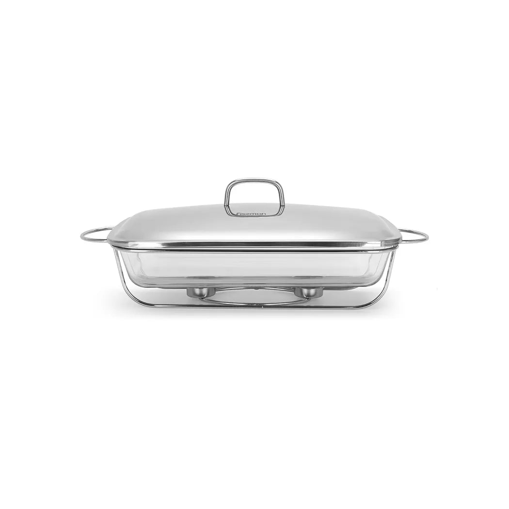 Rectangular Chafing Dish with Heat Resistant Glass, 4 ltr. Capacity and 39.5 x 24 x 6.5 cm