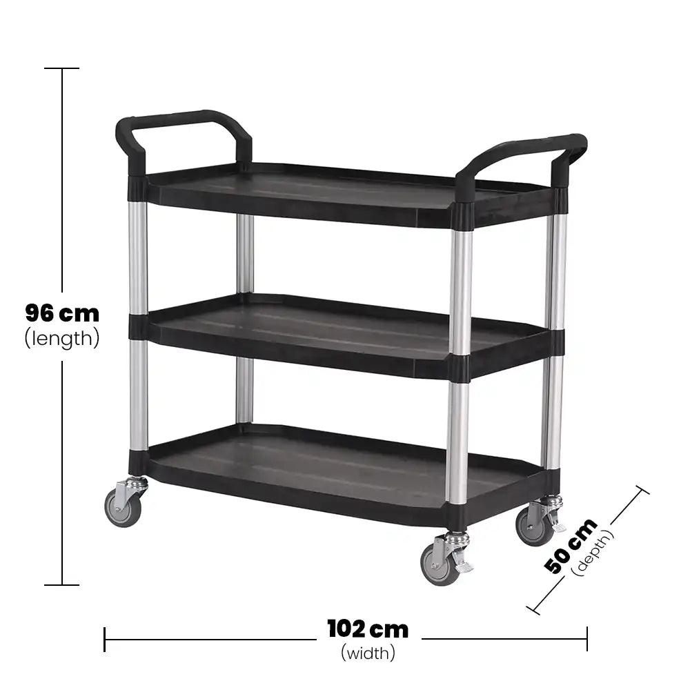 THS 102001 Plastic Serving Trolley, 102 X 50 X 96 cm, Color Grey - HorecaStore