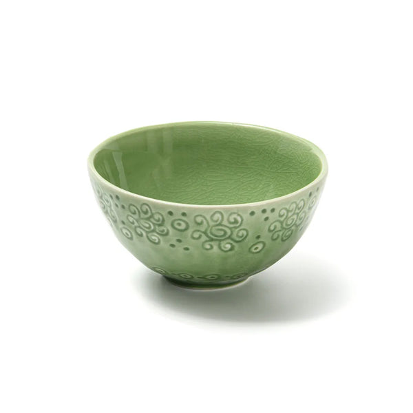 Ceramic Bowl in Green Color, 14 cm