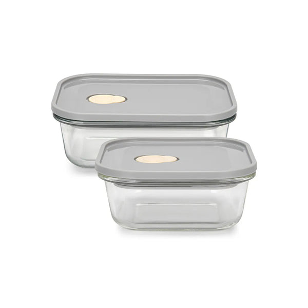 2 Pieces Glass Containers Set with PP Lid