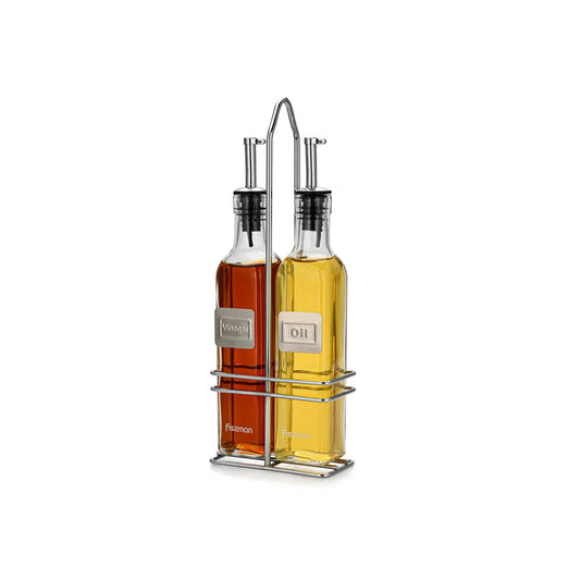 Set of 2 Glass Bottle for Oil and Vinegar in Multicolours, 2 x 250 ml