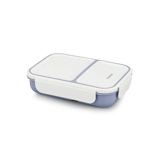 Plastic Lunch Box with Two Compartments in Purple/Grey Color, 20 x 14 x 4.5 cm